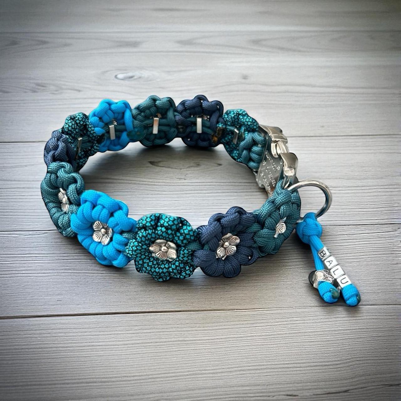 💙 Blumenhalsband Blau 💙