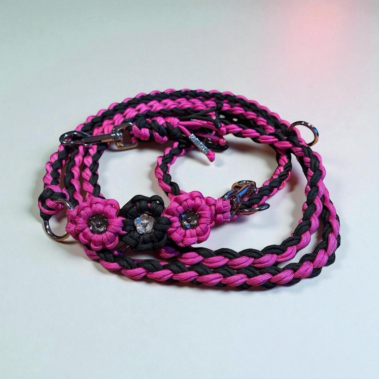 Pink Blossom - handgeknüpfte Leine mit Blüten🌸